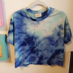 Moon cropped tie-dyed rayon tee